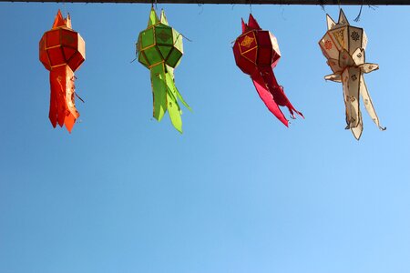 Lamps coloured blue sky