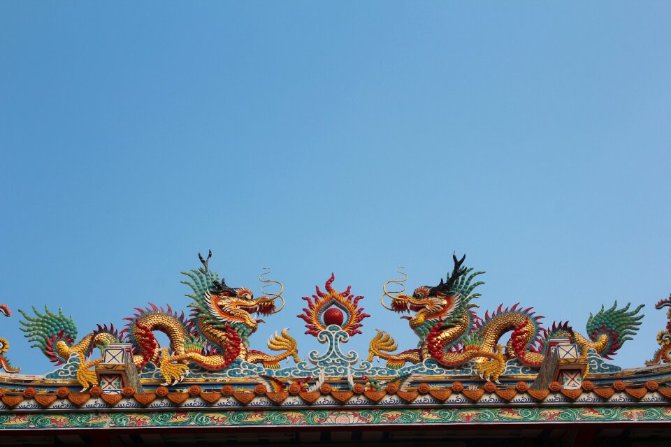 Roof complete mythical creatures temple complex