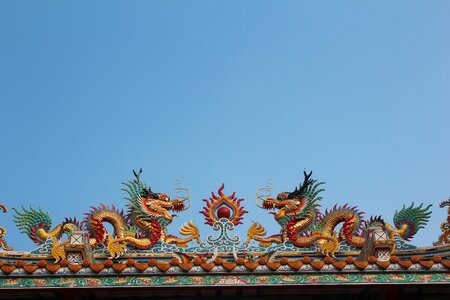 Roof complete mythical creatures temple complex photo