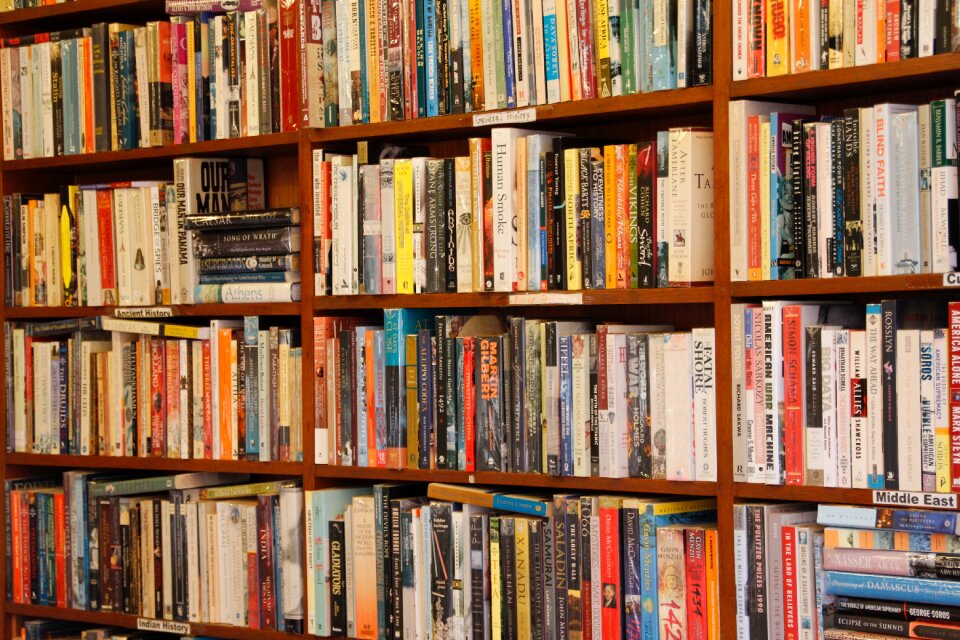 Book collection arrangement photo