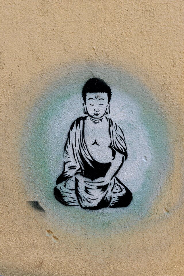 Yoga street art monk