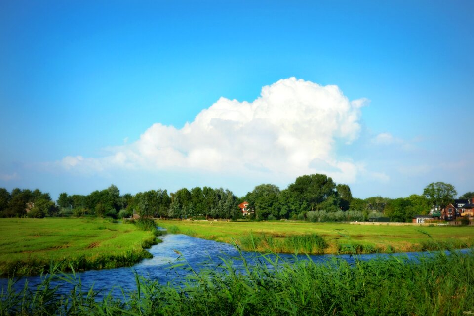 Polder meadow waterway