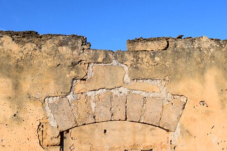 Remains of a wall close up old photo