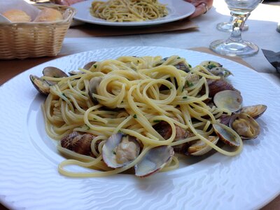 Spaghetti clams dish photo