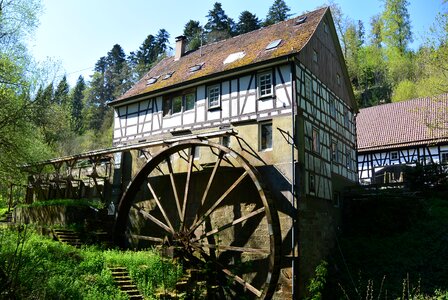 Fachwerkhaus mill wheel water power photo