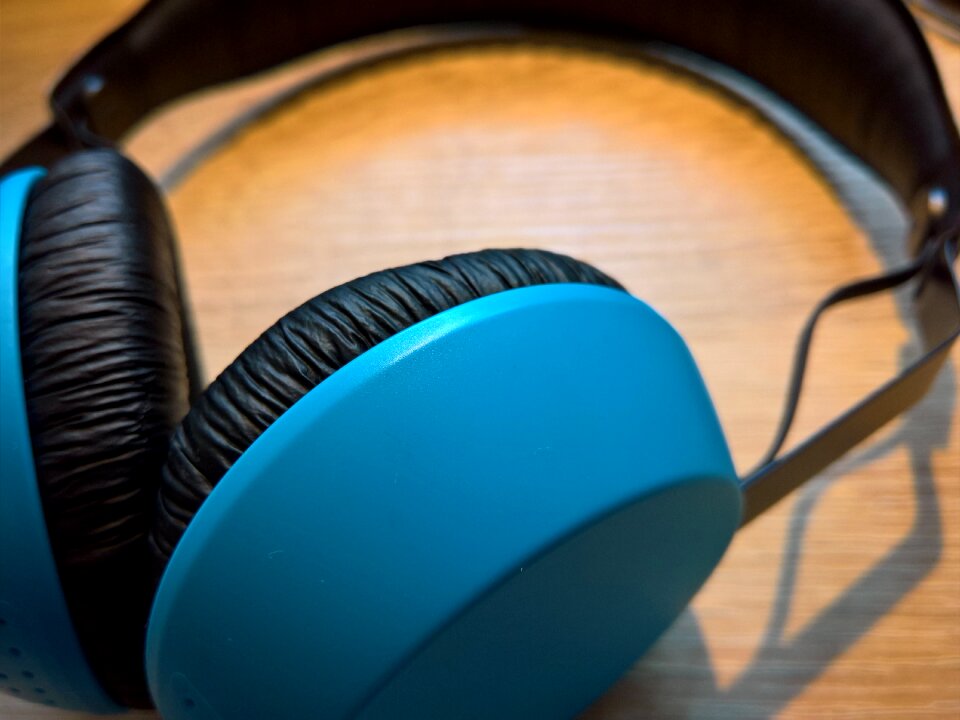 Headphones music blue