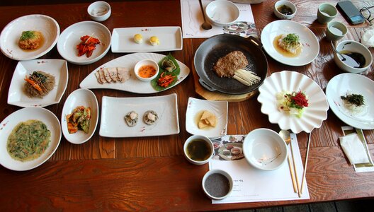 Traditional korean meal to drink folks