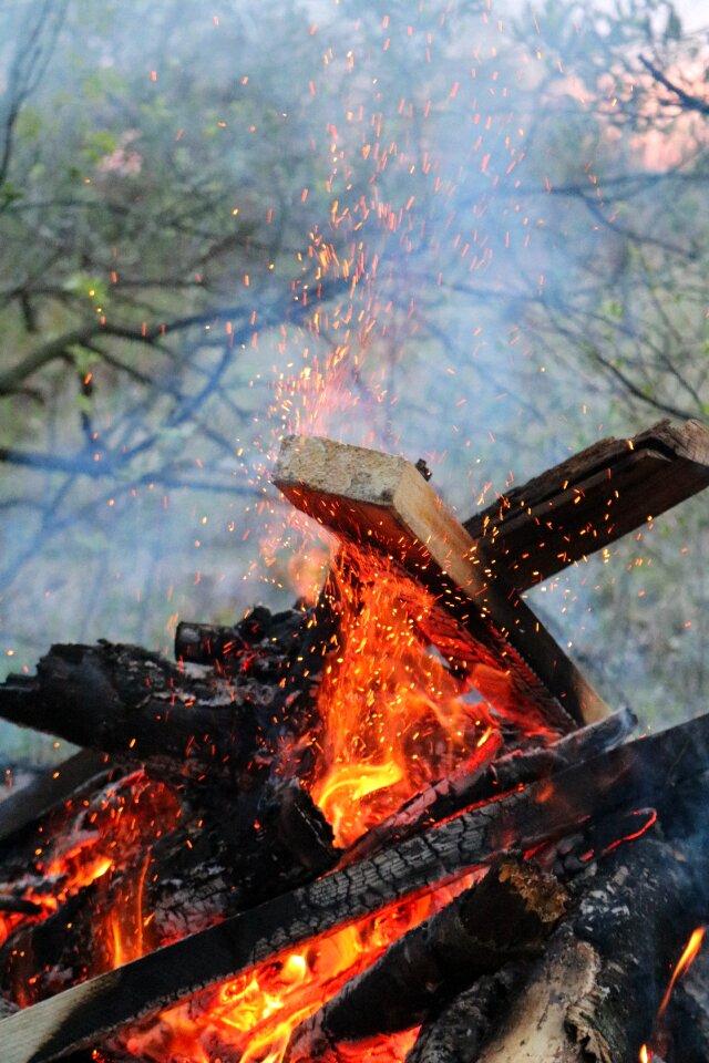 Fire burns spark