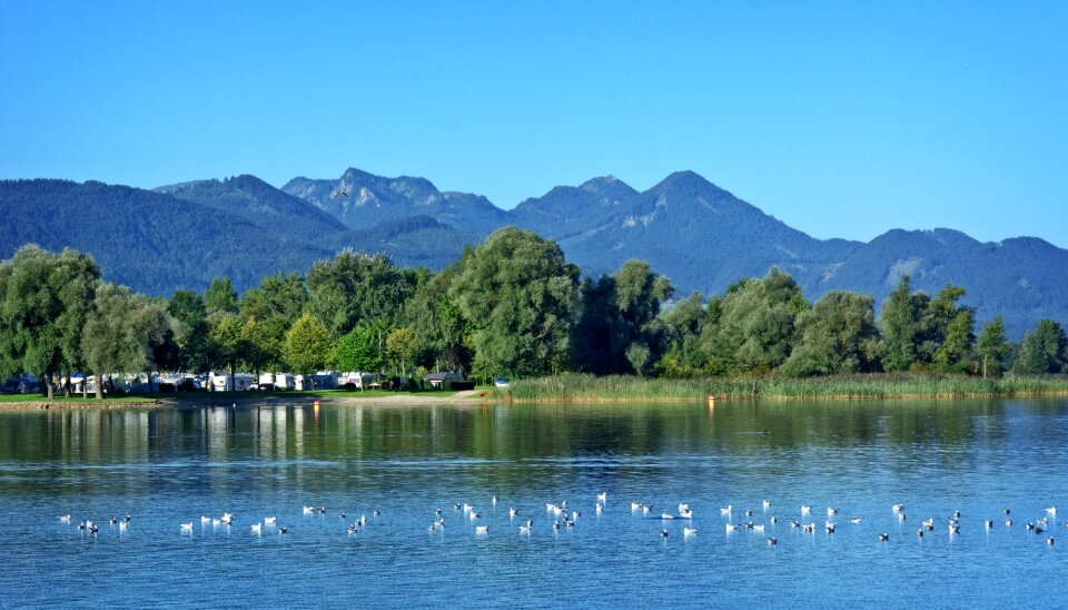 Chiemsee water mountains photo