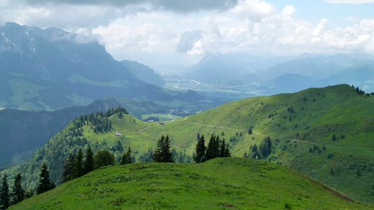 Mountain meadow view sky