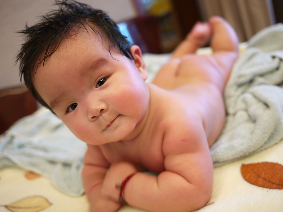 Infant asian smile photo