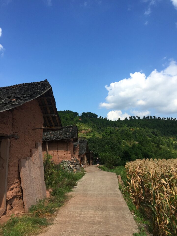 White cloud blue sky country road