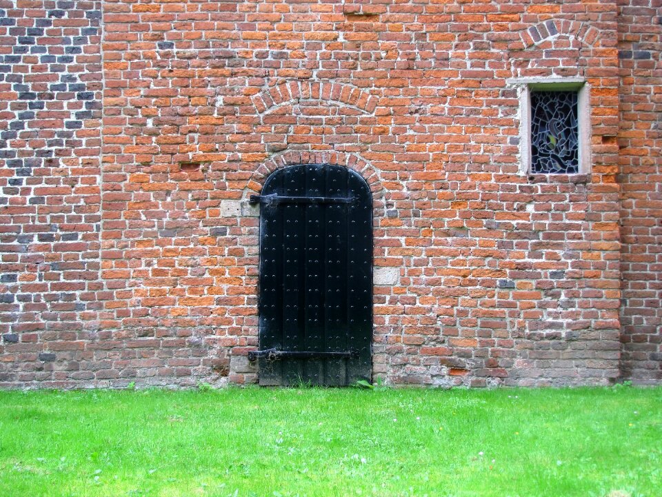Medieval stained glass roman bricks brickwork