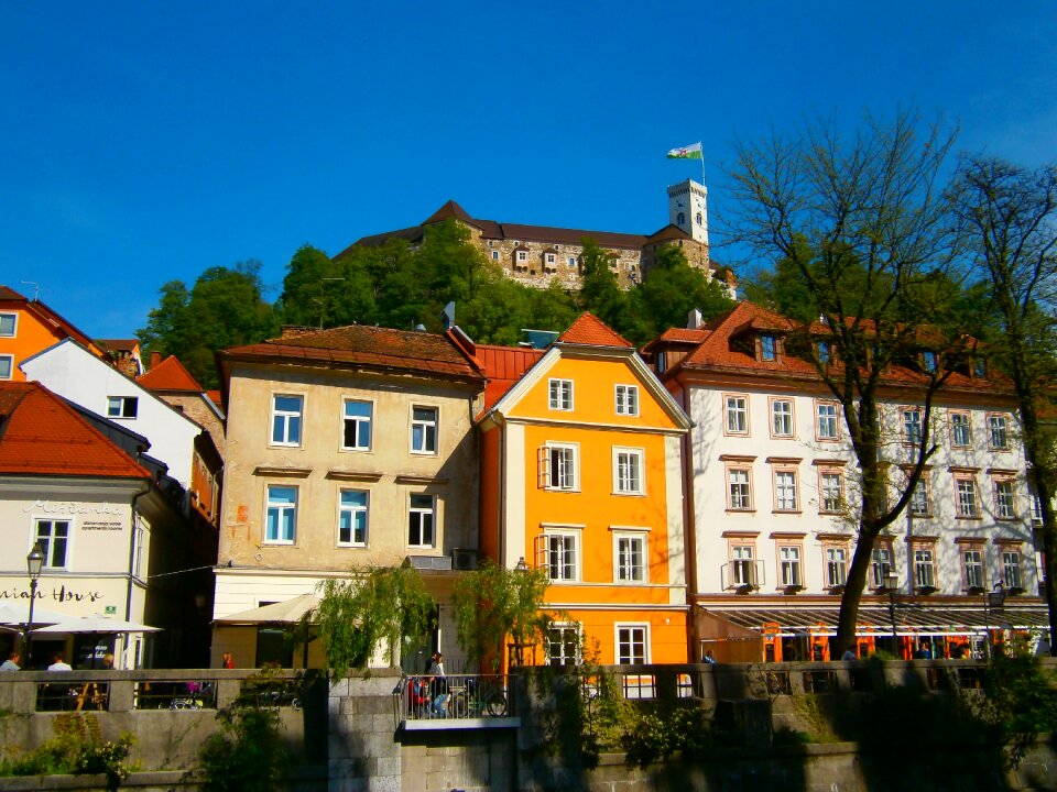 Ljubljana castle colorful houses