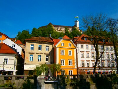 Ljubljana castle colorful houses