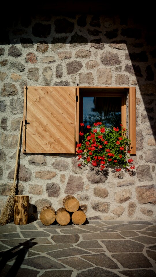 Shutter stone wall house