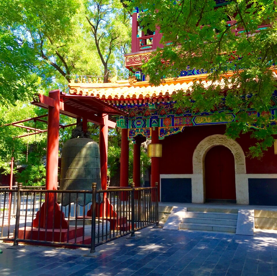 Temple burning incense bell