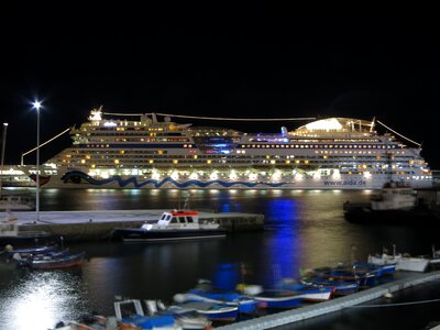 Night lighting cruise ship photo