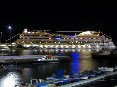 Night lighting cruise ship