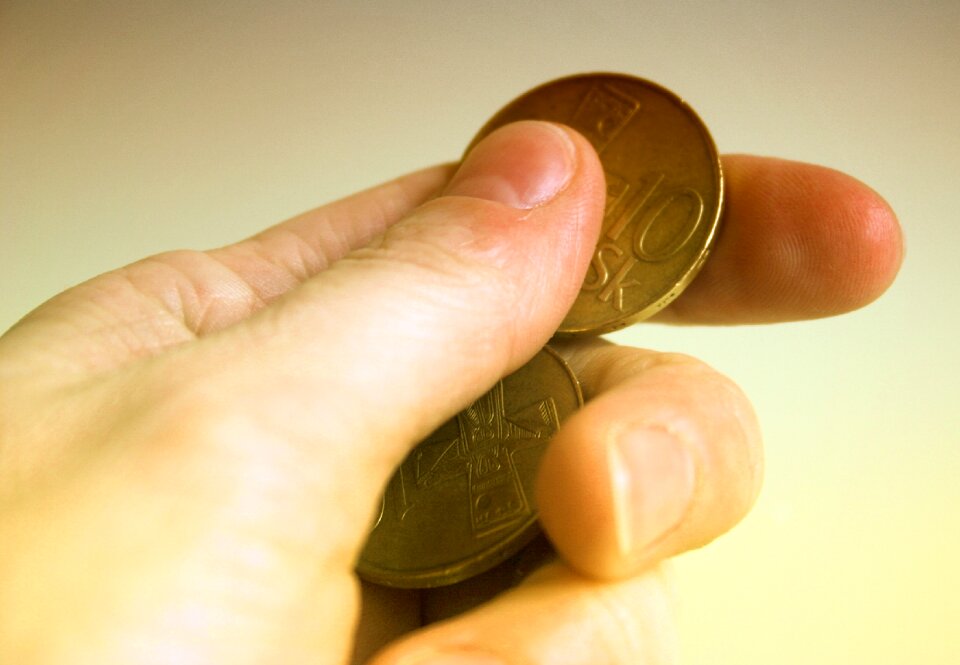 Hand old coins slovakia