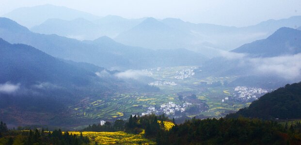 Valley countryside mountain village photo