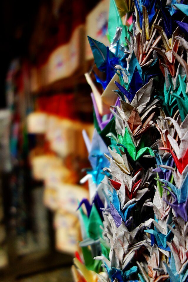 Thousand paper cranes prayer wooden plaque