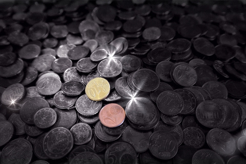 Euro coins pink pink
