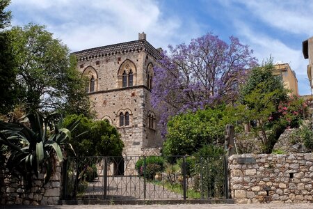 Taormina jacaranda old building