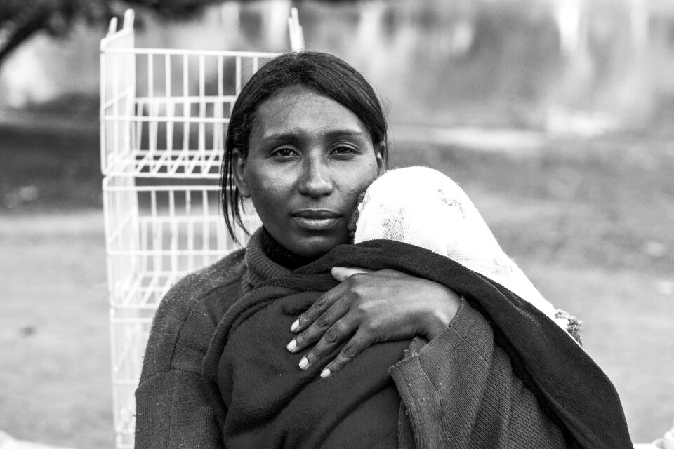 Family girl mother and son