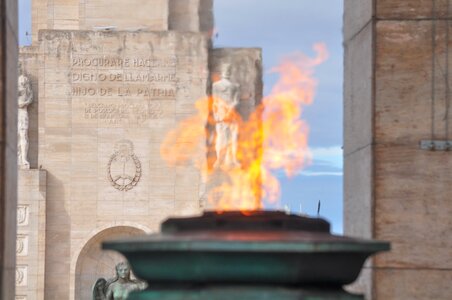 Monument flag fire