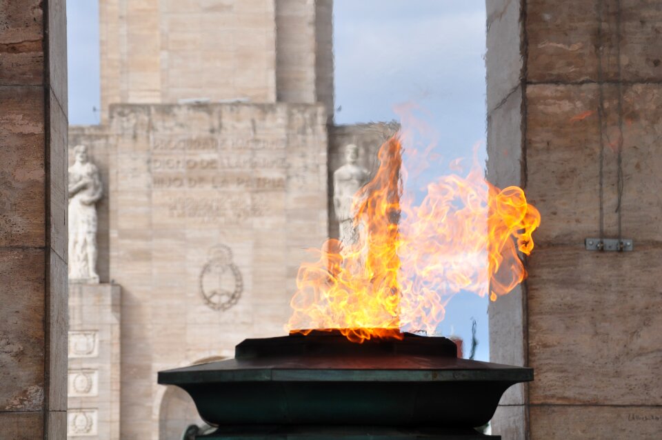 Monument flag fire