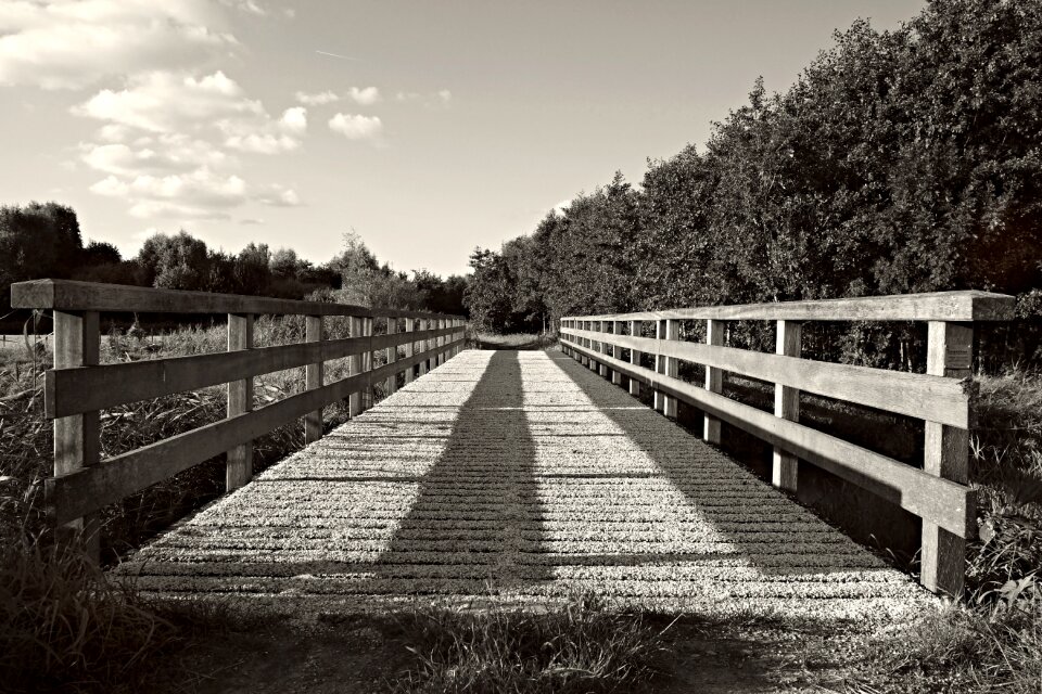 Wooden bridge landscape shadow
