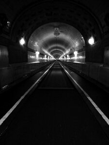 Elbe tunnel hamburg black and white photo