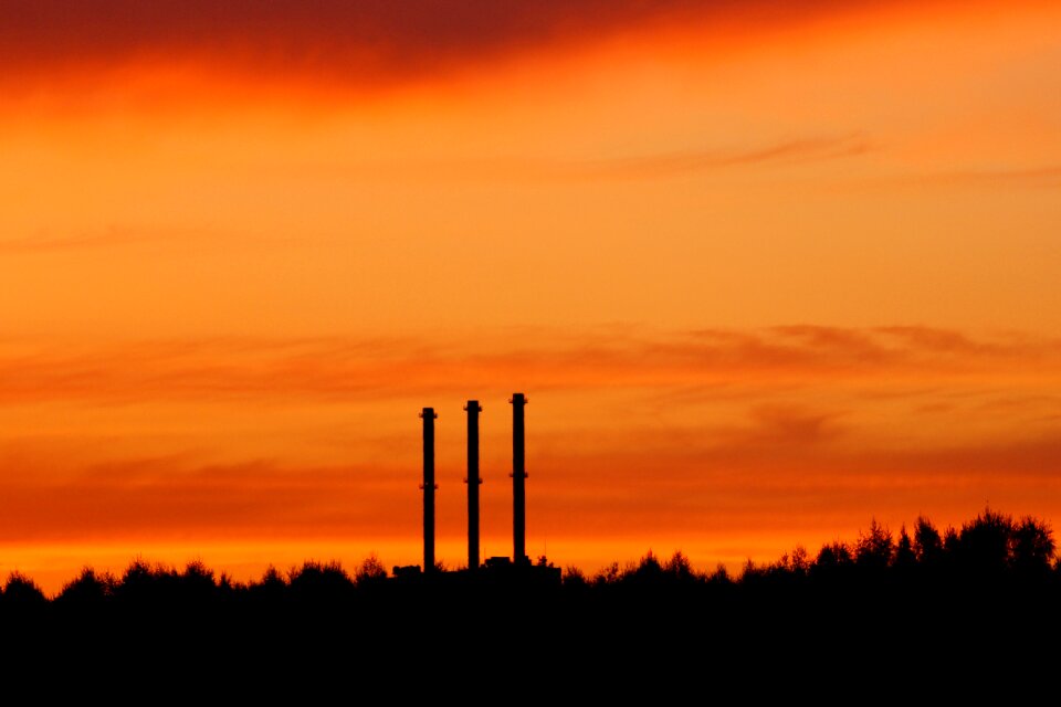 Afterglow silhouette chimneys