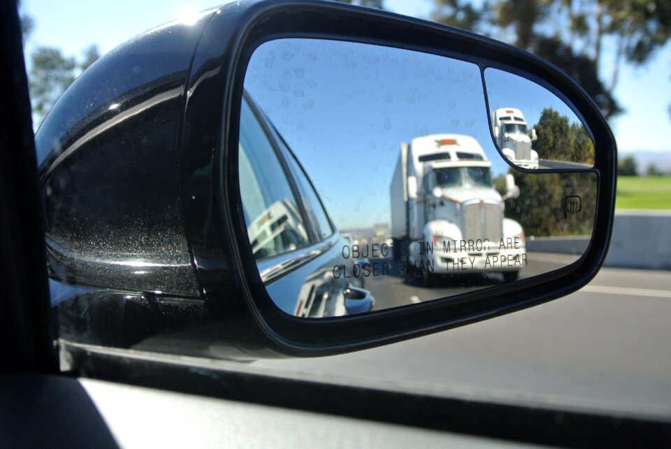 Rear view looking back highway