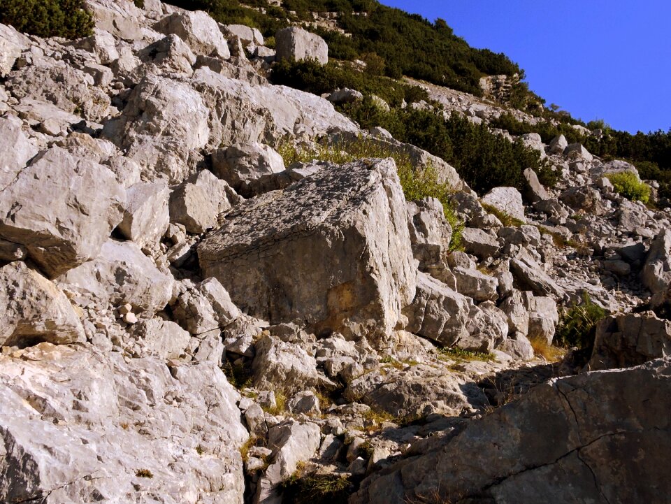 Rock landslide rubble