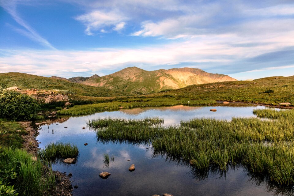 Landscape lake mountain summit