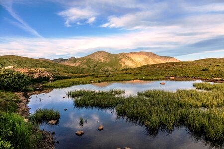 Landscape lake mountain summit photo