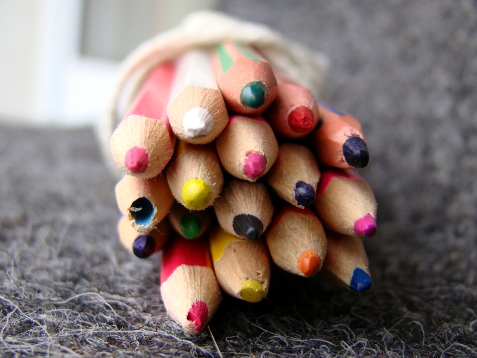Wood crayon colored