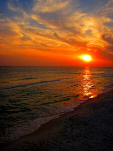 Sunset beach ocean sea photo