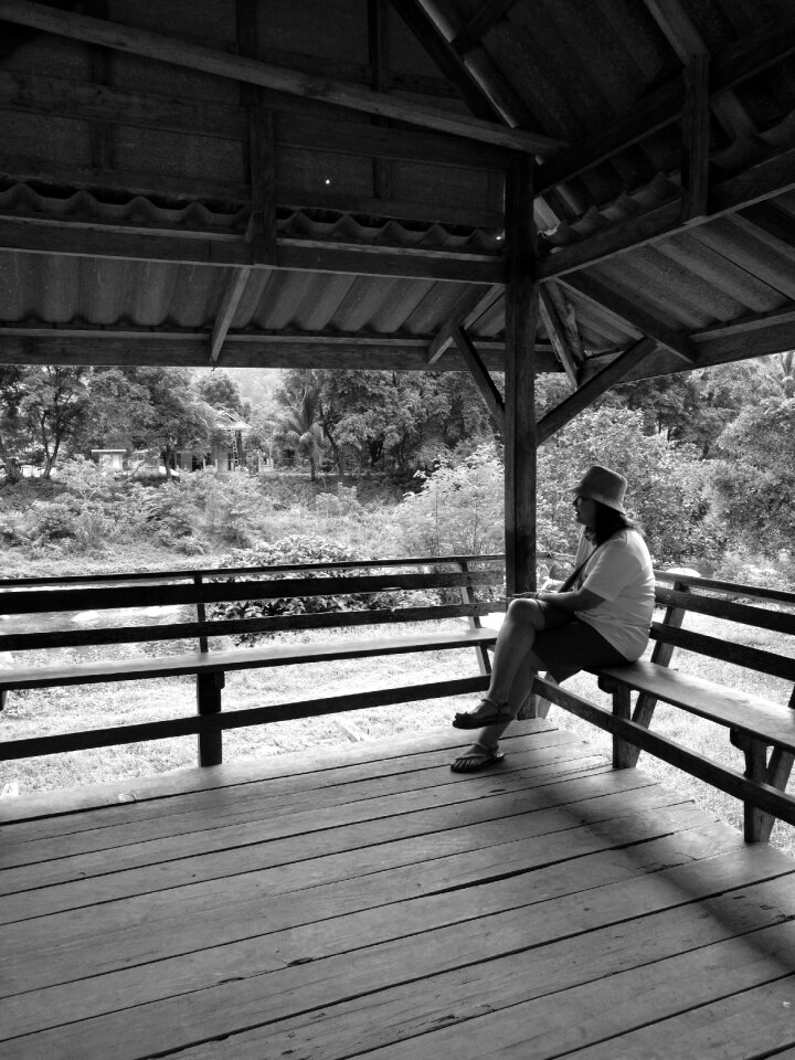 Bus stop gray bus gray stop