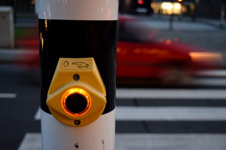 The traffic light button pedestrian crossing