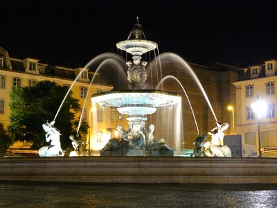 Fountain night architecture photo