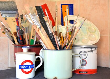Paint brushes containers photo