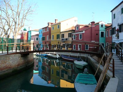 Italy colorful houses reflections photo