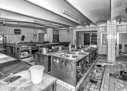 Large kitchen scruffy abandoned