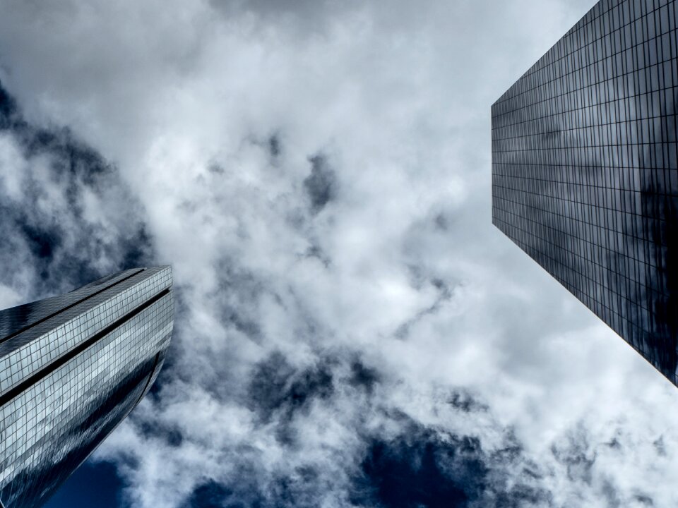 Clouds buildings glass