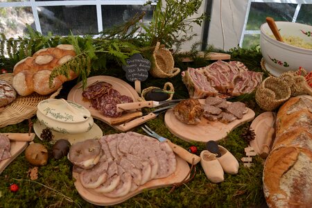 Ham lozère table country bread photo