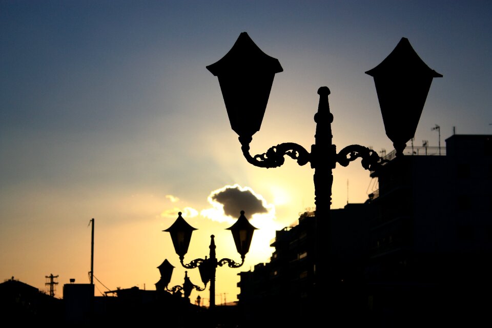 Sunset traffic lights night