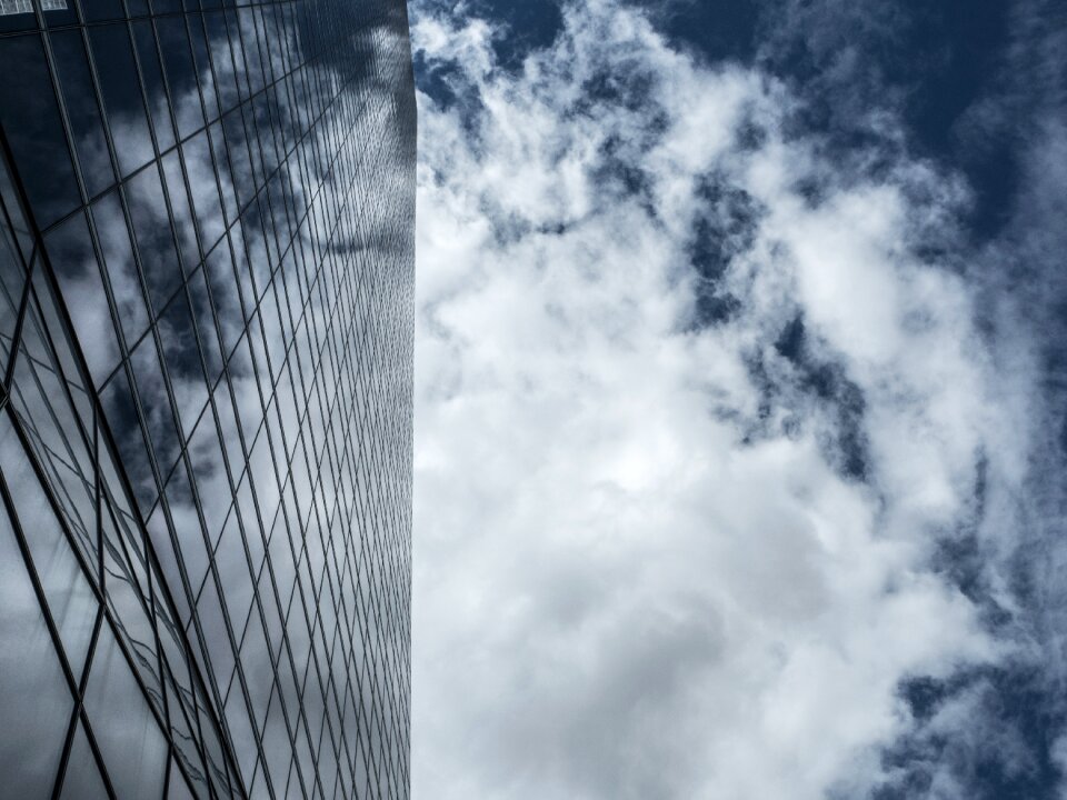 Clouds buildings glass
